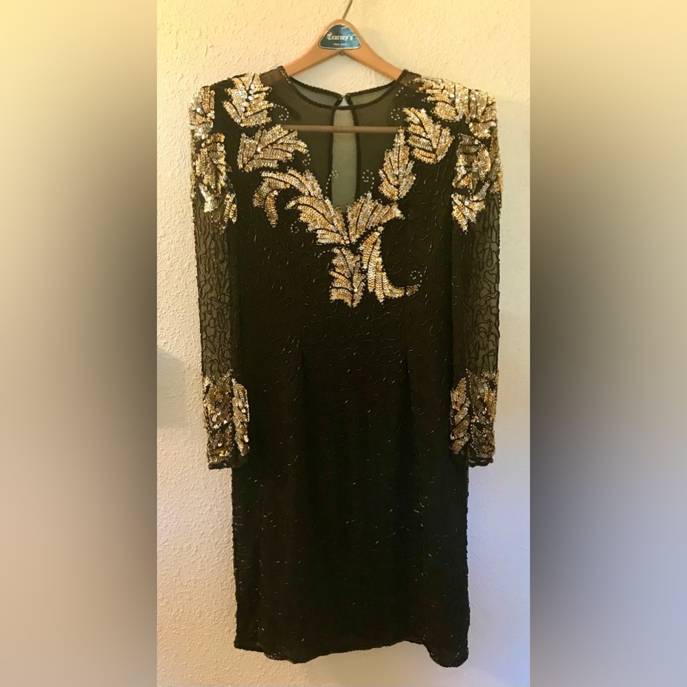 Scala Vintage Silk Dress With Beading And Sequins Medium